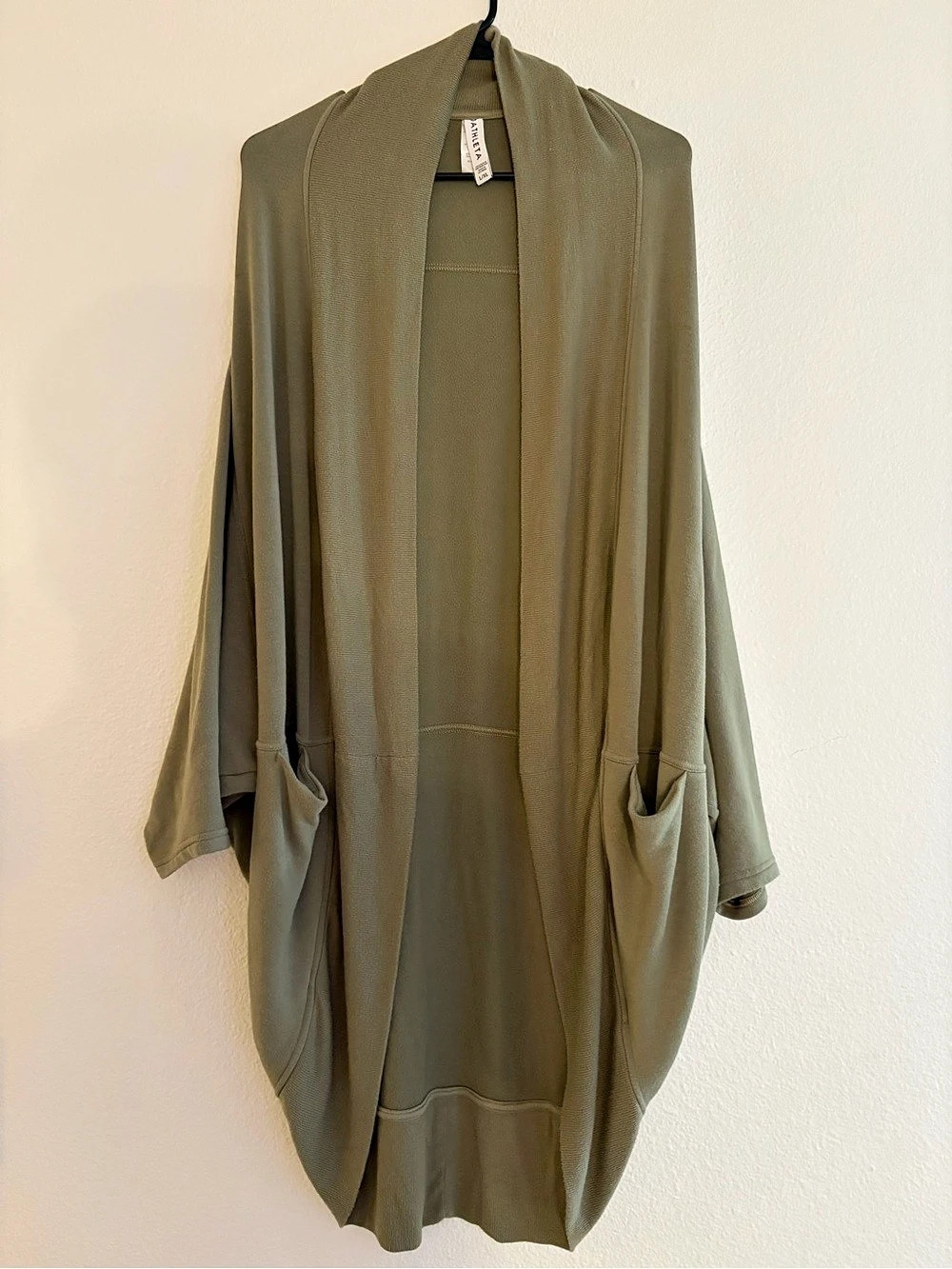 Athleta Cocoon Cardigan Draped Green/Tan L/XL